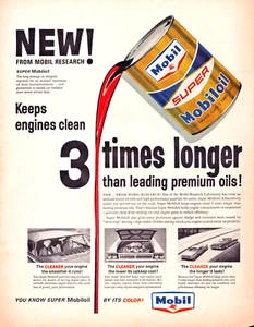 Vintage 1963 Mobil You Know Super Mobiloil By It's Color Oli Can Advertisment - Bild 1 von 1