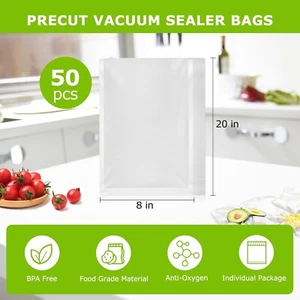 Bolsas selladoras al vacío de 8 "x 12" máquina selladora de alimentos bolsa de cocina, paquete de 50 unidades - Imagen 1 de 8