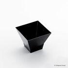 [25] Cups Pagoda Plastic Black 90Cc Gold Plast Bowl Square Finger Food