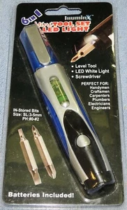 ILUMIN 6 IN 1 MINI TOOL SET LED LIGHT RADIO SHACK LIGHT LEVEL SCREWDRIVER - Picture 1 of 3