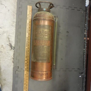 Antique "SODACID FYR-FYTER" Copper Brass Fire Extinguisher --CLEANED & EMPTY - Picture 1 of 19