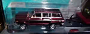 JEEP WAGONEER 1:64 METTALIC POLY RED ON TAN LHD INTERIOR,HOUSE TINY TRAILER NOS - Picture 1 of 6