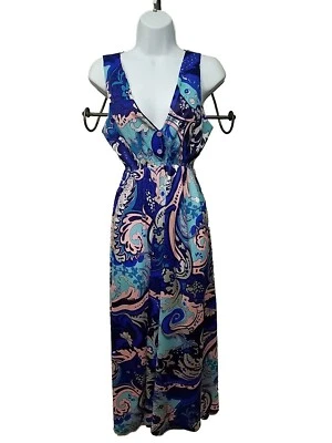 Camisón largo Spotlight Co vintage azul rosa floral cuello en V profundo de colección talla 16/18  Foto 1 de 4