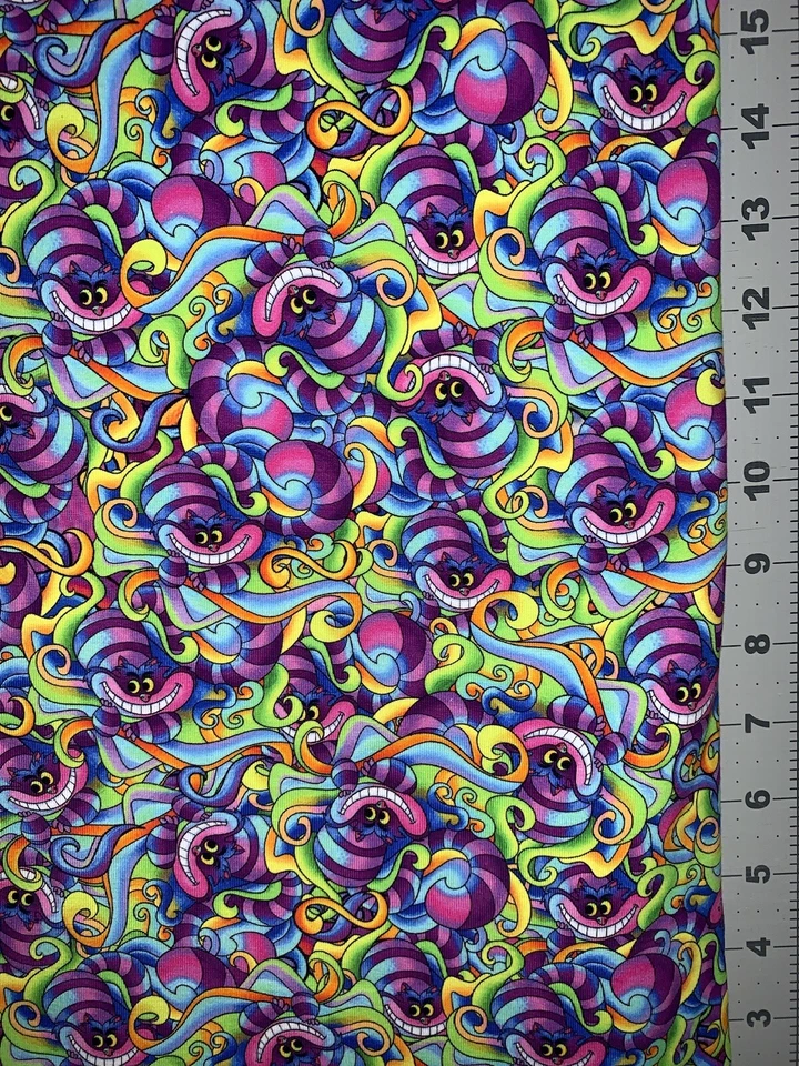 Alice in Wonderland Psychedelic Custom Fabric Fat Quarter 18”x28” Cotton Spandex - Image 1 of 1
