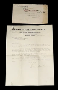Carta escrita Cameron Tobacco Company 1922, Trenton Nueva Jersey Carta a la esposa - Imagen 1 de 2