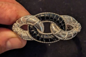 Judith Ripka Sterling Silver, Black Enamel, and Diamonique CZ Cuff Bracelet - Picture 1 of 6