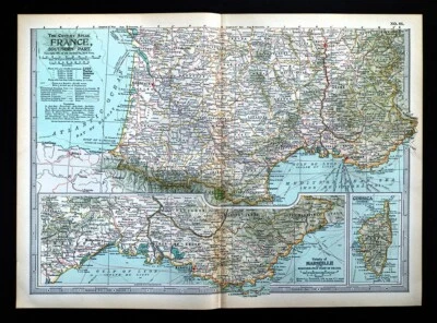1897 Century Map Southern France Marsille Toulon Corsica Lyon Bordeaux Pyrenees - Image 1 of 3