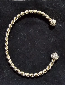 Twisted Rope Cuff Bracelet Bangle Goldtone Ball Ends White House Black Market - Picture 1 of 3