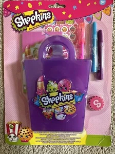 Shopkins Mini Stationery Set w/Case, Eraser, 2 markers, pad, Pen & Stickers NEW - Picture 1 of 8