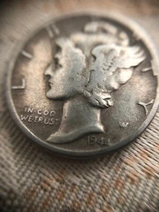 1944 Mercury Dime non certificato Philadelphia 90% argento - Foto 1 di 8