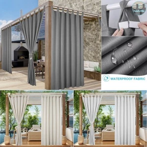 Outdoor Blackout Curtains Waterproof Blocking UV Protect Tap Top Patio Drapes - Picture 1 of 41