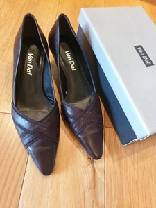 Van Dal Pelle II Brown Nappa Leather Slip-on Shoes UK 6 EU39 2" Heels with Cross - Picture 1 of 7