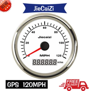 85mm White GPS Speedometer Odometer 0-120MPH For Auto Boat Truck ATV Waterproof - Picture 1 of 9