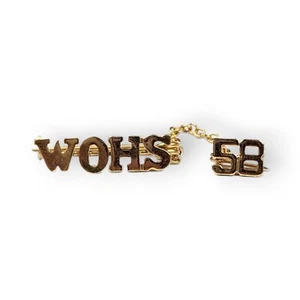 Vintage High School Graduation Pin WOHS 58 1950s Gold Plated Tiny Unisex Brooch  - Picture 1 of 12