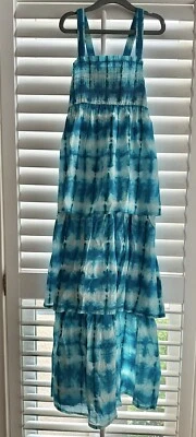 Vestido Calypso St. Barth Niñas Volantes en Niveles Talla L 10/12 Bordado Tie Dye Foto 1 de 3