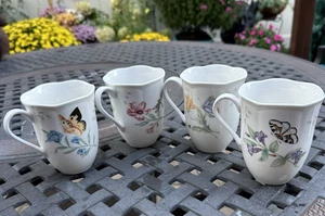 Set of 4 Lenox Butterfly Meadow 4.25" Tall Coffee Mugs - Picture 1 of 9