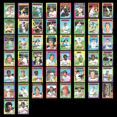 Lote 1975 Topps 50 cartões de beisebol vintage muito bom estado conjunto MLB coleção de revendedor em massa - Imagem 1 de 4