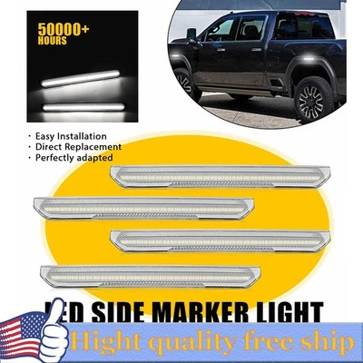 Clear White LED Front Rear Side Marker Lights For 20-2024 GMC Sierra 2500 3500 F - Image 1 of 4