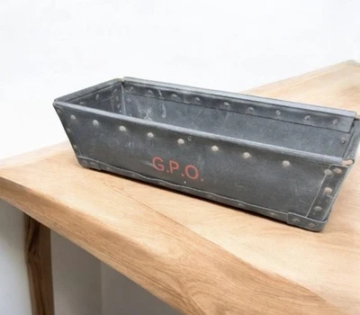 Vintage - Industrial ( G.P.O ) vulcanised fibre storage  crate 1950's 14x52x22cm - Image 1 of 4