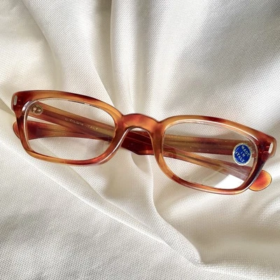 MCM Vintage Años 60 Mod Marrón Beatnik Delgado Italia Anteojos Lentes Transparentes UNISEX Foto 1 de 4