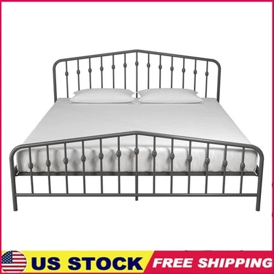 Marco de cama de metal king resistente con almacenamiento debajo de la cama diseño de plataforma de fácil montaje Foto 1 de 4