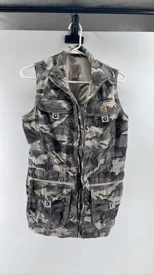 Carhartt El Paso Vest Womens S Camo Gray White Utility Full Zip - Image 1 of 3