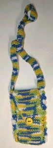 Child's Crocet Purse 4.5" with 9" Strap Shoulder Purse for Girl Yellow Blue Grn - Picture 1 of 6