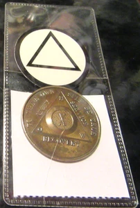 Anonyme Alkoholiker 10 Jahre AA BACK, H.O, W. Bronze Medaillon Chip Münze Medaille - Bild 1 von 10