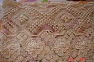 Antiker alter Decke Tischdecke Baumwolle Klöppel Spitze Handarbeit 120x120 cm - Bild 1 von 8