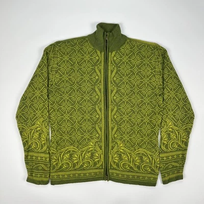 Cardigan femme Dale Of Norway maille zippée intégrale XL vert motif allée équitable - Photo 1/4