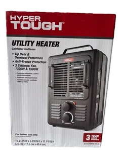 Hyper Tough Utility Space Heater Fan-Forced Type Indoor 1500W Black New Sealed - Picture 1 of 4