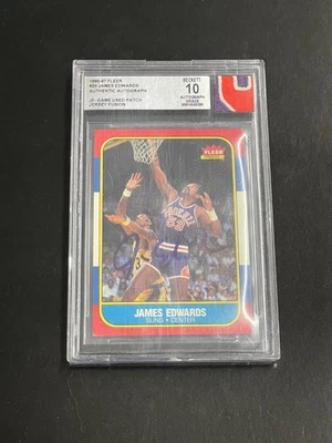 1986 Fleer James Edwards Jersey Fusion Game Used Jersey Auto Beckett Auto 10 - Image 1 of 2