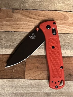 Benchmade Bugout 535 Folding Knife CPM-S30V Blade, Red Handle Black Blade-New/No - Image 1 of 3