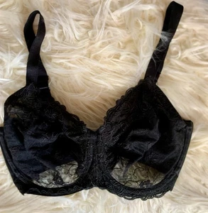 Sujetador Wacoal 34DD negro encaje dos partes copa 85720 lazo con aros cierre trasero - Imagen 1 de 8