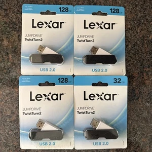 Lexar (3) 128 Go (1) 32 Go USB Flash JumpDrive TwistTurn2 Drive JDTT2-128ABNABK - Photo 1/4