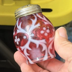 Cranberry Glas Opalisierend Design Shaker Antik Viktorianisch Alt Unikat - Bild 1 von 9