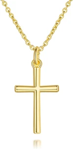 14K Gold Cross Necklaces for Women Gold Cross Chain Minimalist Pendant Small Nec - Picture 1 of 12