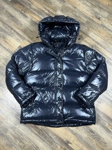 Quince Responsible Daunen Puffer Jacke glänzend schwarz Damen M Full Zip Kapuze - Bild 1 von 15