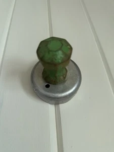 Vintage Wood Handle Aluminum Cookie Cutter Green Wood Knob Jadeite 1930’s Patina - Picture 1 of 10