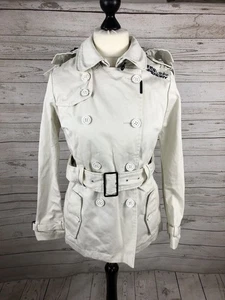 SUPERDRY Trench Coat con Cappuccio - Small - Crema - Ottime Condizioni - Donna - Foto 1 di 5