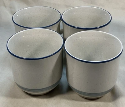 ☕️Lot Of 4 Vintage Otagiri Speckled 3.25” Stoneware Coffee Mugs: Blue Band F/SH - Image 1 of 4