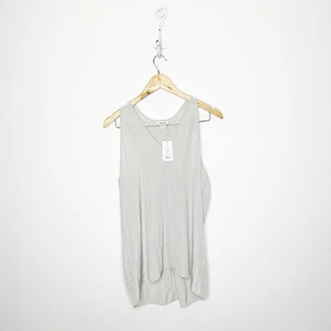 HELMUT LANG Satin V Neck Tank Top GRAY silky womens MEDIUM NWT - Picture 1 of 7