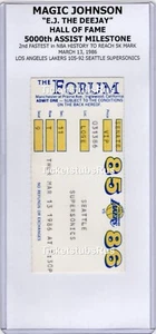 MAGIC JOHNSON 5,000 ASSIST MILESTONE 1986 Lakers vs Sonics 3/13 Ticket Stub RARE - Picture 1 of 12