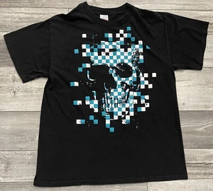 Camisa calavera vintage para hombre talla grande a cuadros negra y azul río Tennessee - Imagen 1 de 6