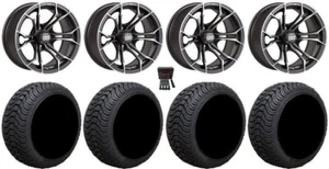 GTW Spyder 12" Golf Cart Wheels Gray 215x50 Cruze Tires E-Z-GO & Club Car - Picture 1 of 4