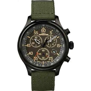 Timex Men's Expedition Field Chronograph 43mm Fabric Green Indiglo Chrono Watch - Picture 1 of 5