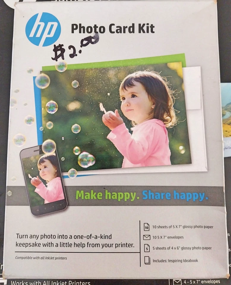 HP Photo Card Kit SF791A for Inkjet Printers 10-5x7" w Envelopes and 5 - 4x6" - Image 1 of 2