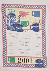 Vintage Calendario 2001 asciugapiatti cucina tè e caffè con tasca asta - Foto 1 di 8