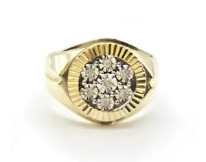 Man's 10kt Yellow Gold .20ctw J Si2 Signet Ring Sz 10.25 - Picture 1 of 6