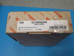 100pcs- Terminal Block, WEIDMULLER 0218660000  DIN Rail Mount 2 Positions 22 AWG - Picture 1 of 5